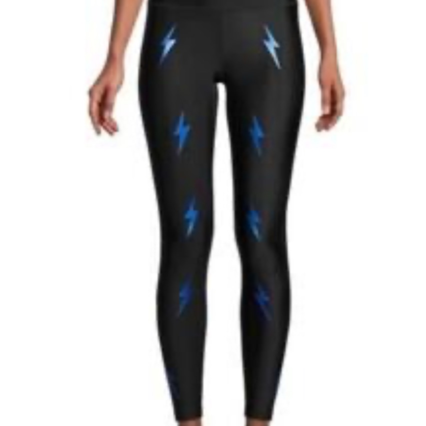 Ultracor Black Silk Lux Leggings With Shiny Lightning Bolt Design